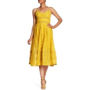 NWT Yellow NSR Lace Midi Dress